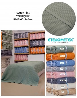 ETEHOMETEX HAVUZLU PİKE TEK KİŞİLİK 160X240CM YEŞİL 8696474232076